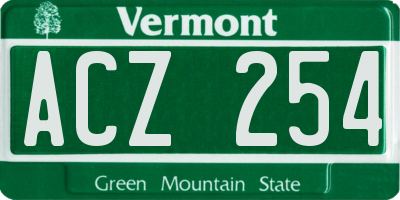 VT license plate ACZ254