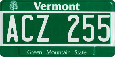 VT license plate ACZ255