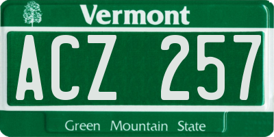 VT license plate ACZ257