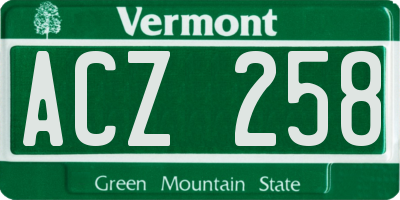 VT license plate ACZ258