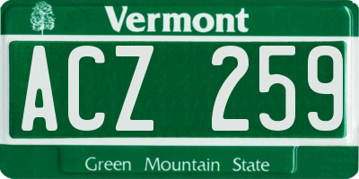 VT license plate ACZ259