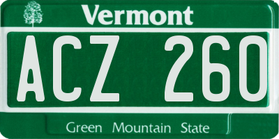 VT license plate ACZ260