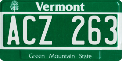 VT license plate ACZ263