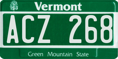 VT license plate ACZ268