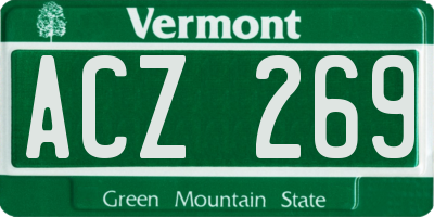 VT license plate ACZ269