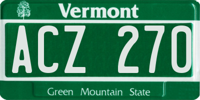 VT license plate ACZ270