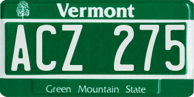 VT license plate ACZ275