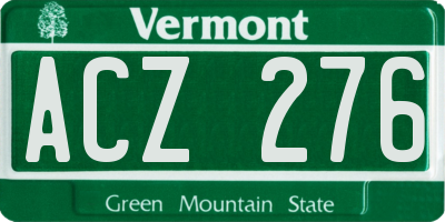 VT license plate ACZ276