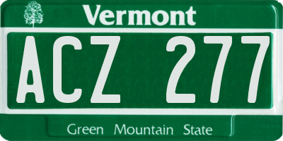 VT license plate ACZ277