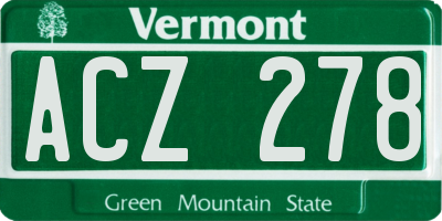 VT license plate ACZ278
