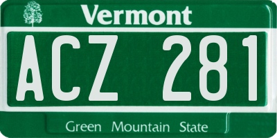 VT license plate ACZ281