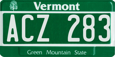 VT license plate ACZ283