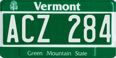 VT license plate ACZ284