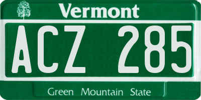 VT license plate ACZ285