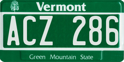 VT license plate ACZ286