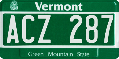VT license plate ACZ287