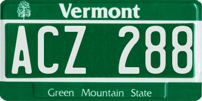 VT license plate ACZ288