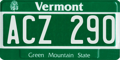 VT license plate ACZ290