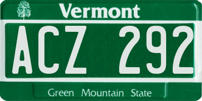VT license plate ACZ292
