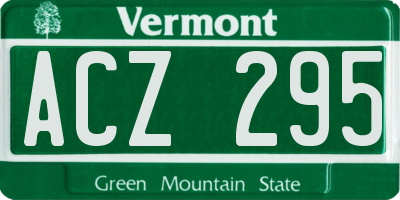 VT license plate ACZ295