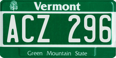 VT license plate ACZ296