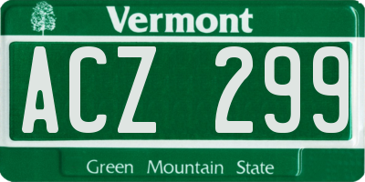 VT license plate ACZ299