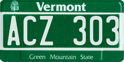VT license plate ACZ303