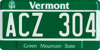 VT license plate ACZ304