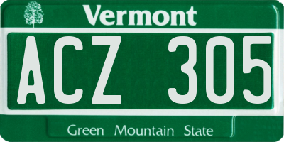 VT license plate ACZ305