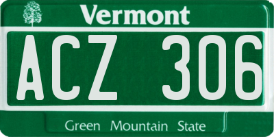 VT license plate ACZ306