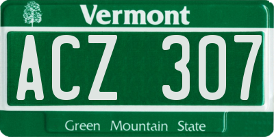 VT license plate ACZ307