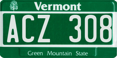 VT license plate ACZ308