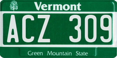 VT license plate ACZ309