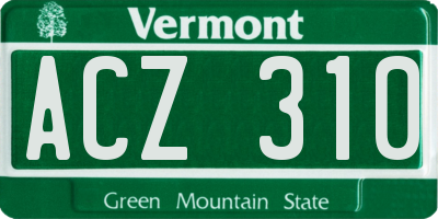 VT license plate ACZ310