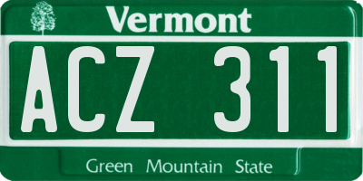 VT license plate ACZ311
