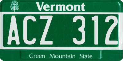 VT license plate ACZ312