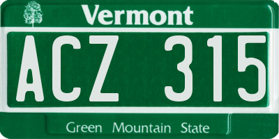 VT license plate ACZ315