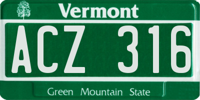 VT license plate ACZ316