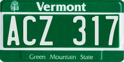 VT license plate ACZ317