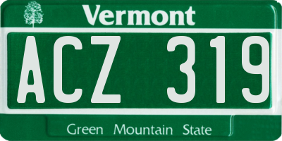 VT license plate ACZ319