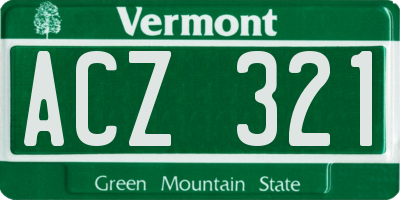 VT license plate ACZ321