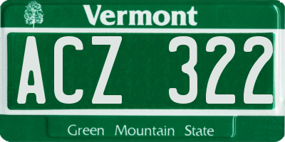 VT license plate ACZ322