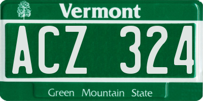 VT license plate ACZ324