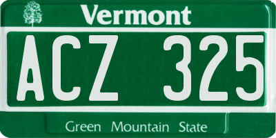 VT license plate ACZ325