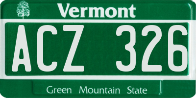 VT license plate ACZ326