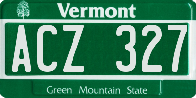 VT license plate ACZ327