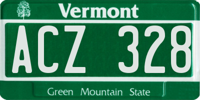 VT license plate ACZ328