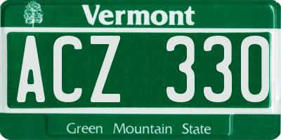 VT license plate ACZ330