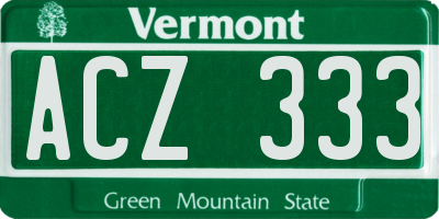 VT license plate ACZ333