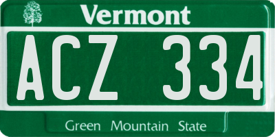 VT license plate ACZ334